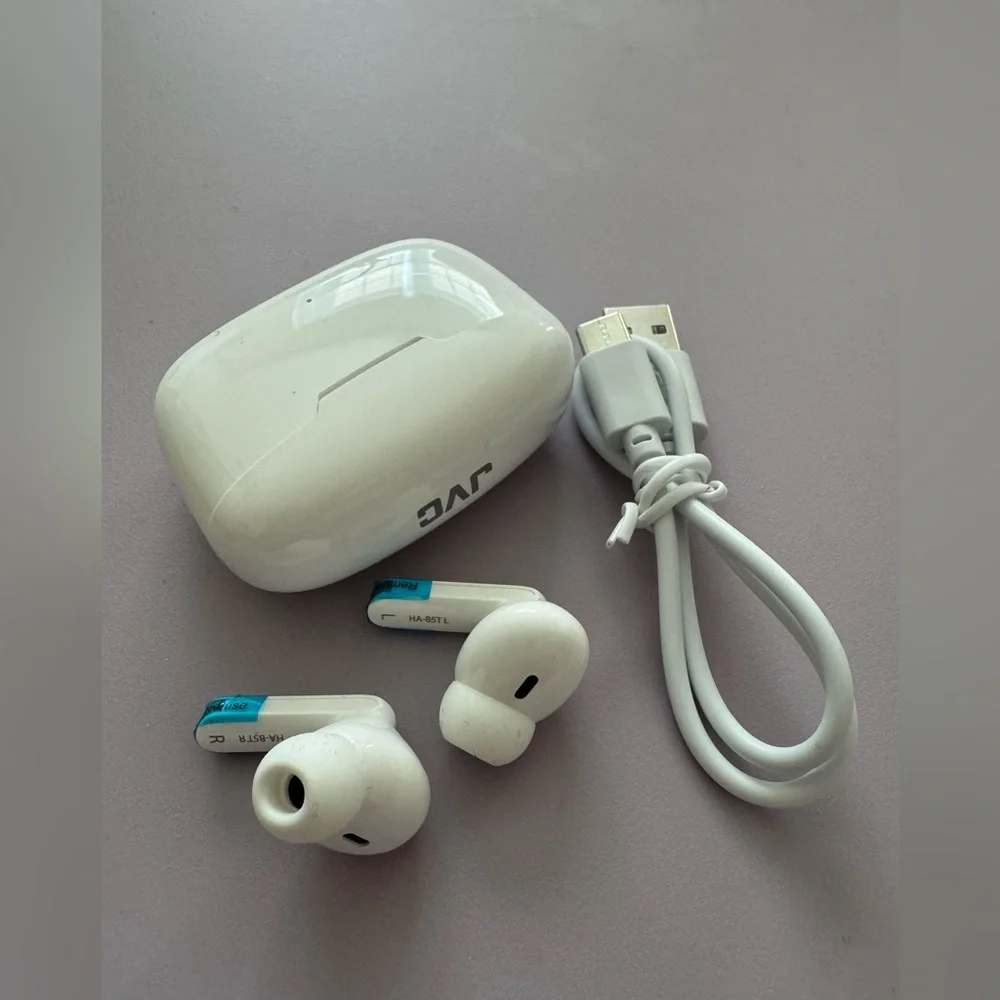 JVC True Wireless Earbuds with Charging Case — White